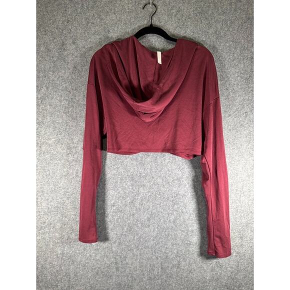 Fabletics Sweater Women Large Red Pull On Hooded Stretch Activewear Gym - Picture 5 of 6